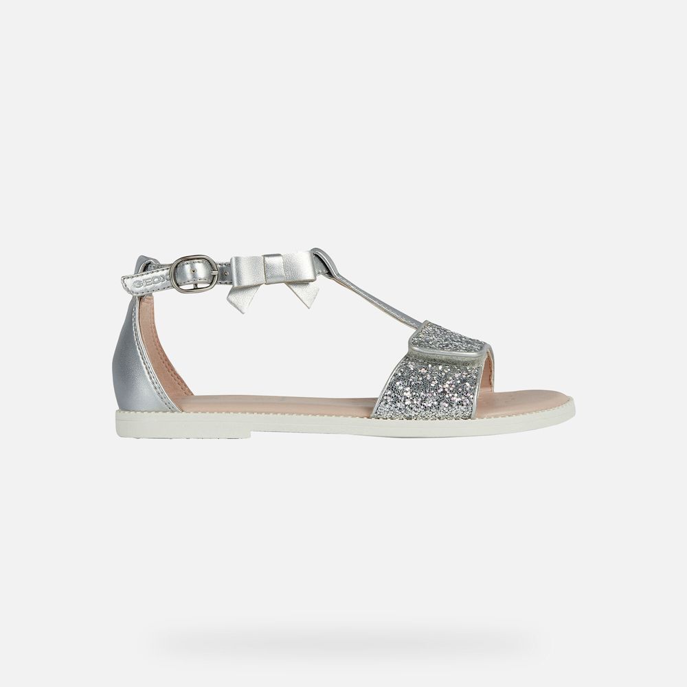 Sandalias Geox Menina Prateadas - Karly - GSOLX0396